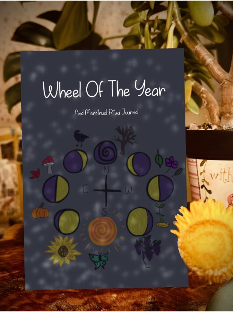 Wheel of the Year and moon phase ritual journal cover