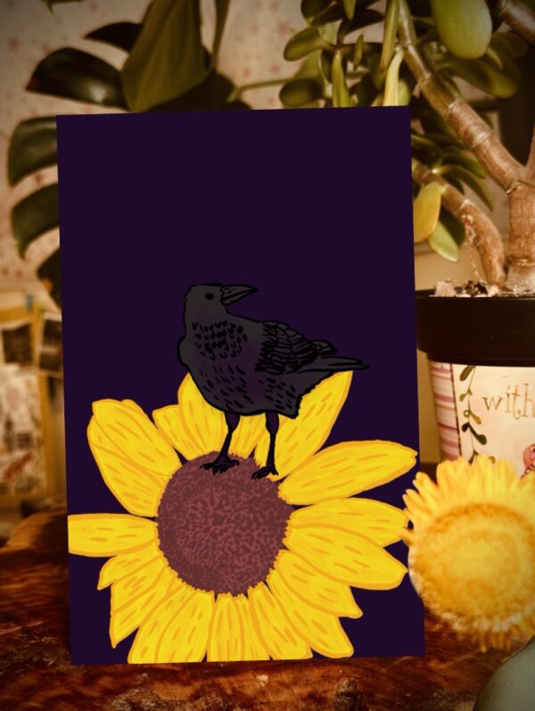 Midnight Bloom: The Crow and Sunflower Lined Journal