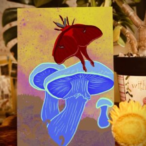 Blue Mushroom & Red Luna Moth Journals – Nature-Inspired Blank or Lined