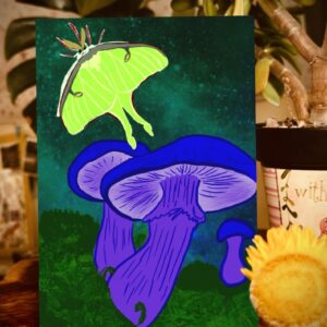 Purple Mushroom & Green Luna Moth Journals – Nature-Inspired Blank or Lined