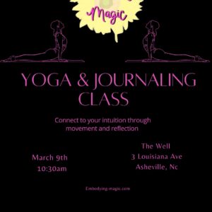 Peaceful yoga studio in West Asheville with mats and soft light, welcoming students to a slow, intuitive somatic yoga and journaling practice.
