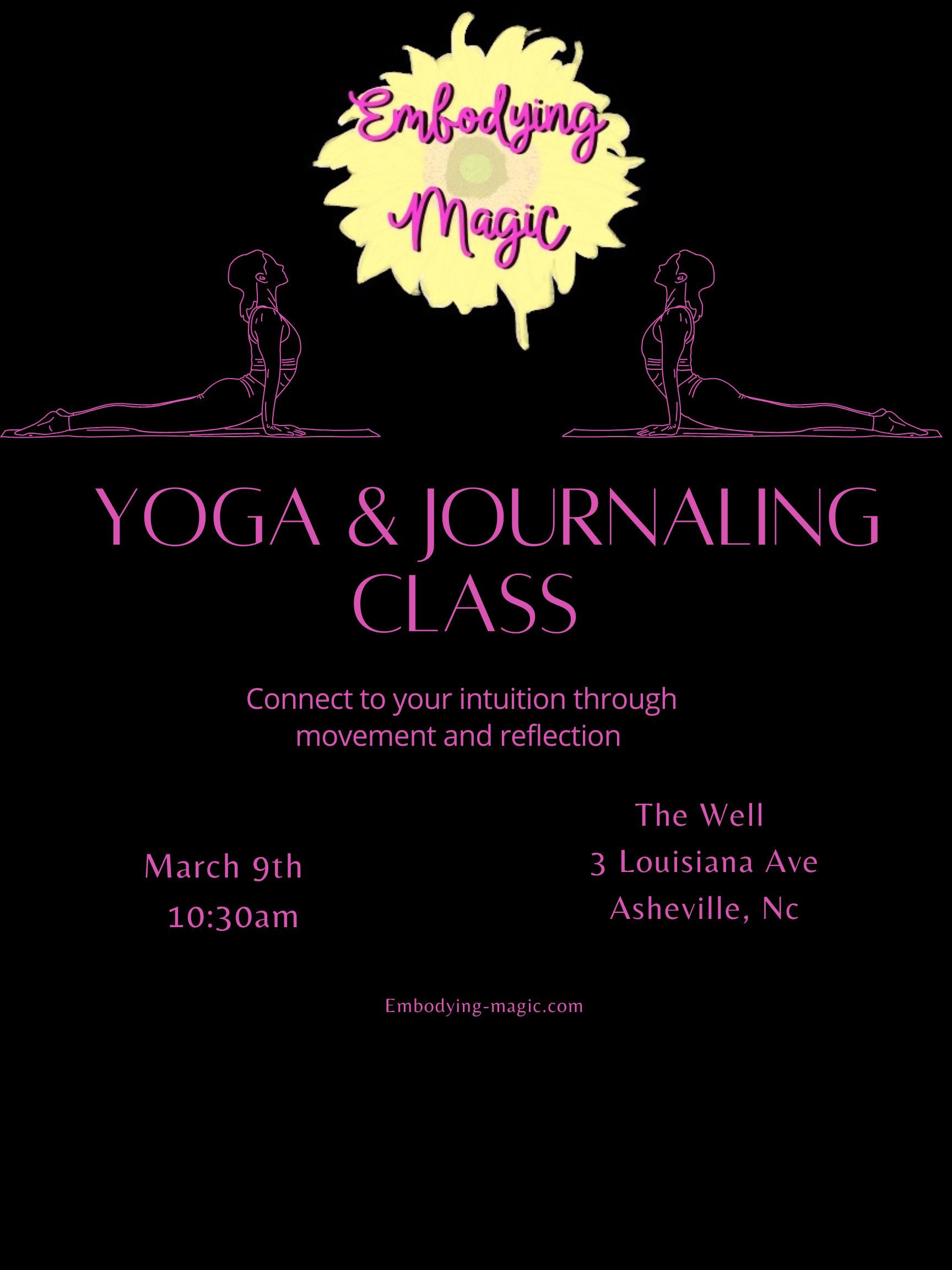 Peaceful yoga studio in West Asheville with mats and soft light, welcoming students to a slow, intuitive somatic yoga and journaling practice.