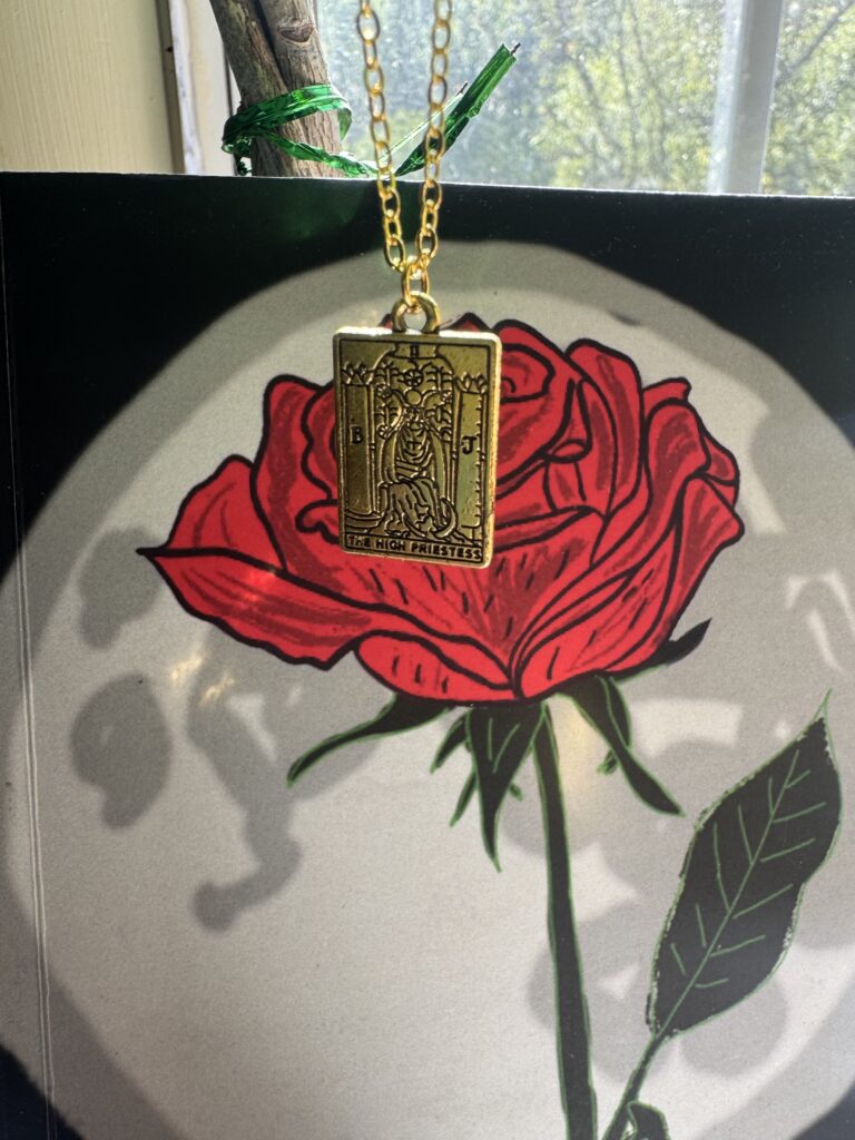 Autumn Love Mail seasonal care package with tarot necklace, notebook, and motherwort herbal offering