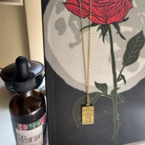 Autumn Love Mail seasonal care package with tarot necklace, notebook, and motherwort herbal offering