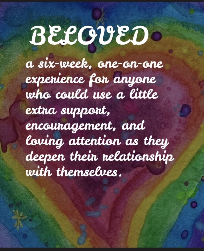 A six-week, one-on-one journey into self-love and deeper self-connection, including weekly 45-minute calls, tarot or oracle card pulls, personalized journaling prompts, and gentle accountability.